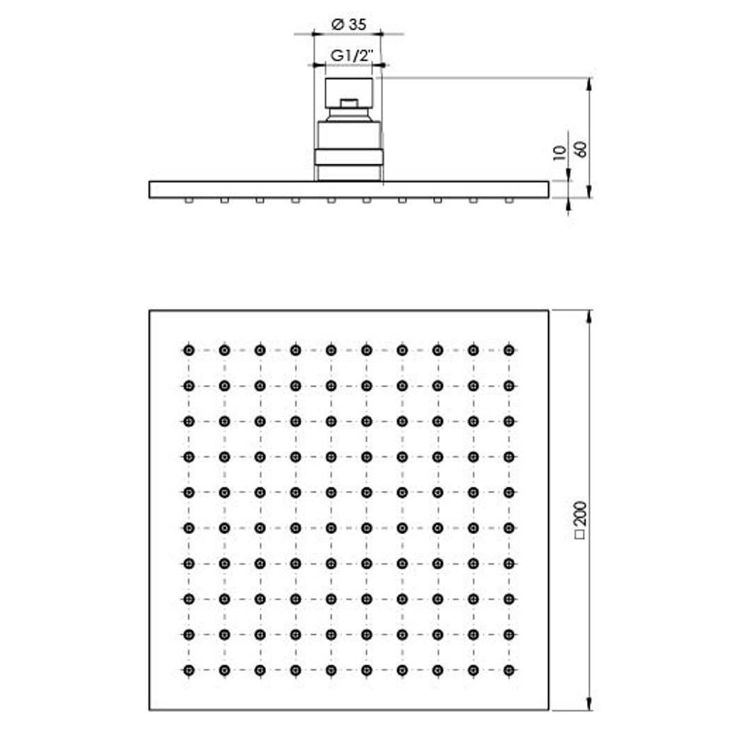 Phoenix Lexi Shower Rose 200Mm Square Chrome