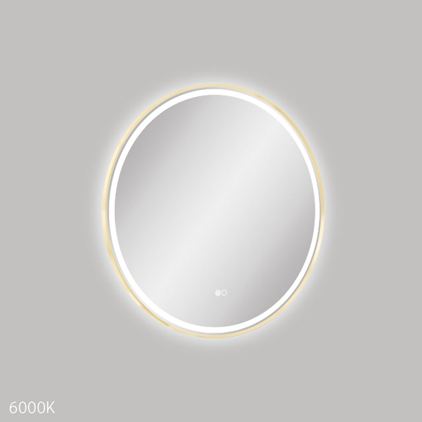 Fienza Reba Led Framed Round Mirror W/- Dimming Sensor & Demister 700Mm Diameter Urban Brass