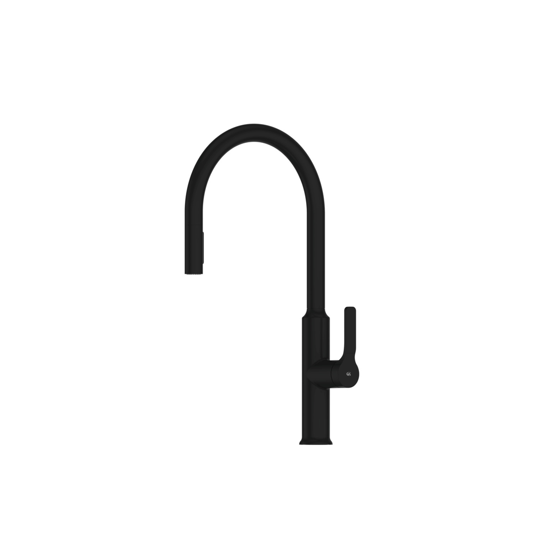 Greens Craft Pull-Down Kitchen Mixer With Kitchen Spout Pvd Matte Black