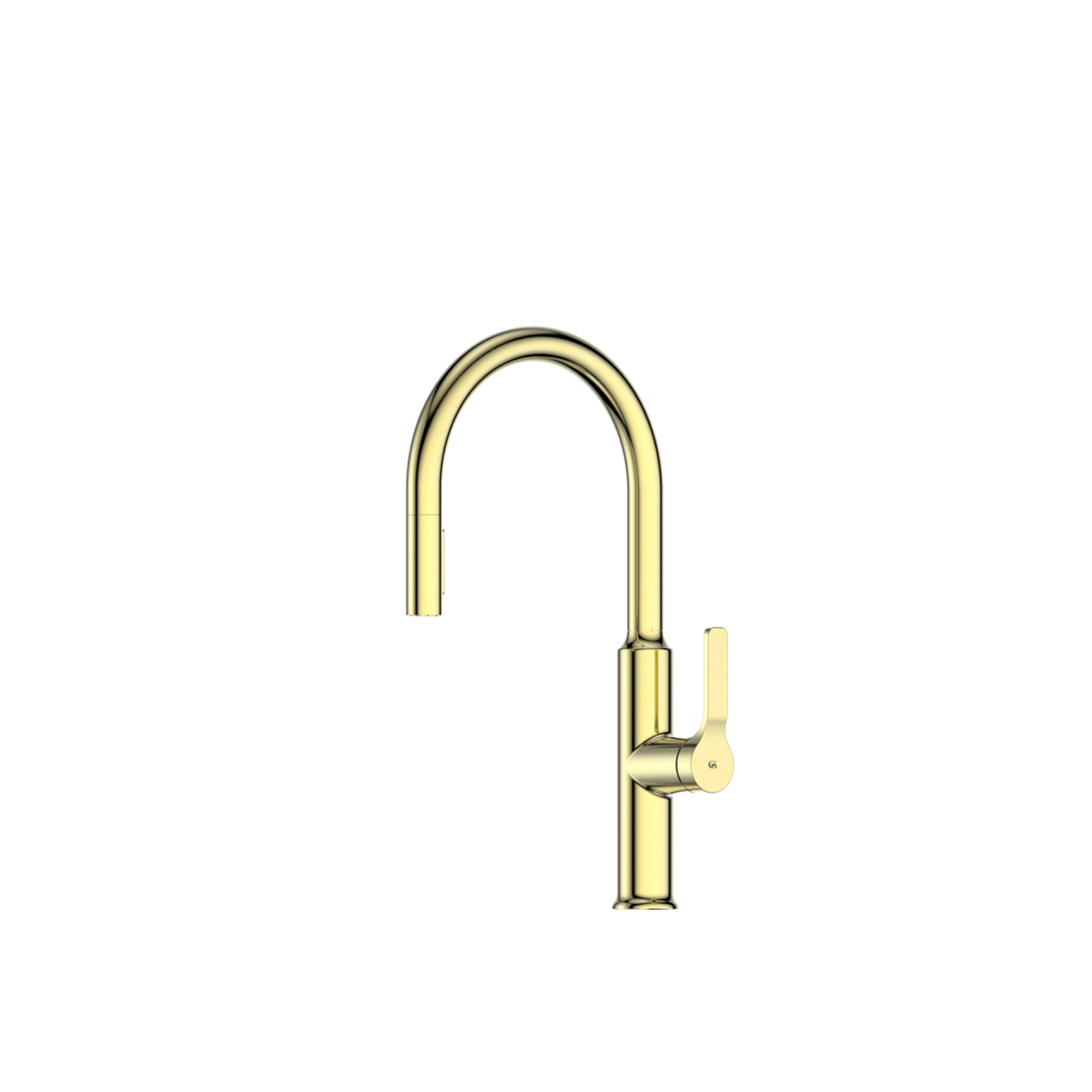 Greens Craft Pull-Down Kitchen Mixer With Prep Spout Pvd Brushed Brass