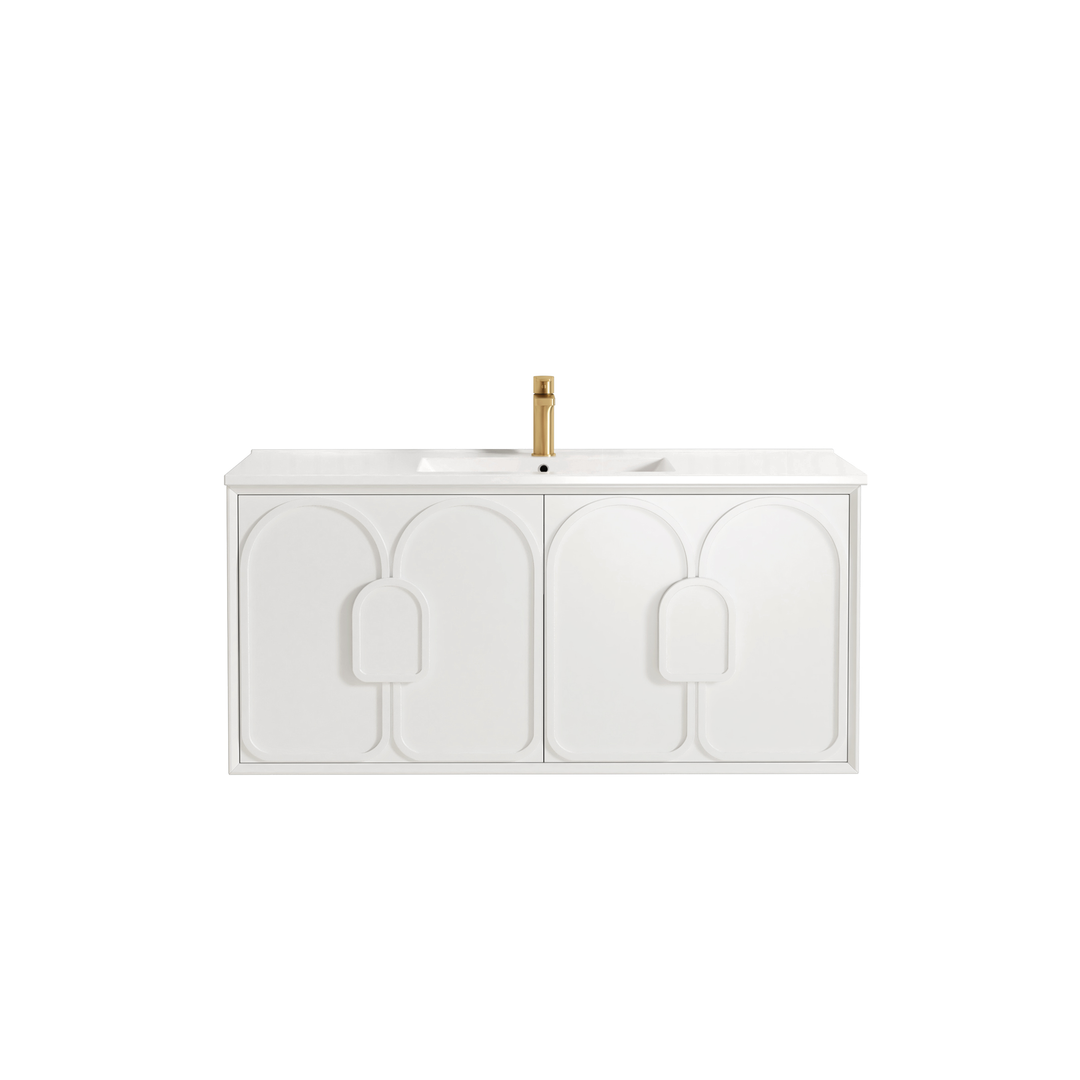 Otti Laguna Mk Ii 1200 Matte White Wall Hung Vanity With Ceramic Top