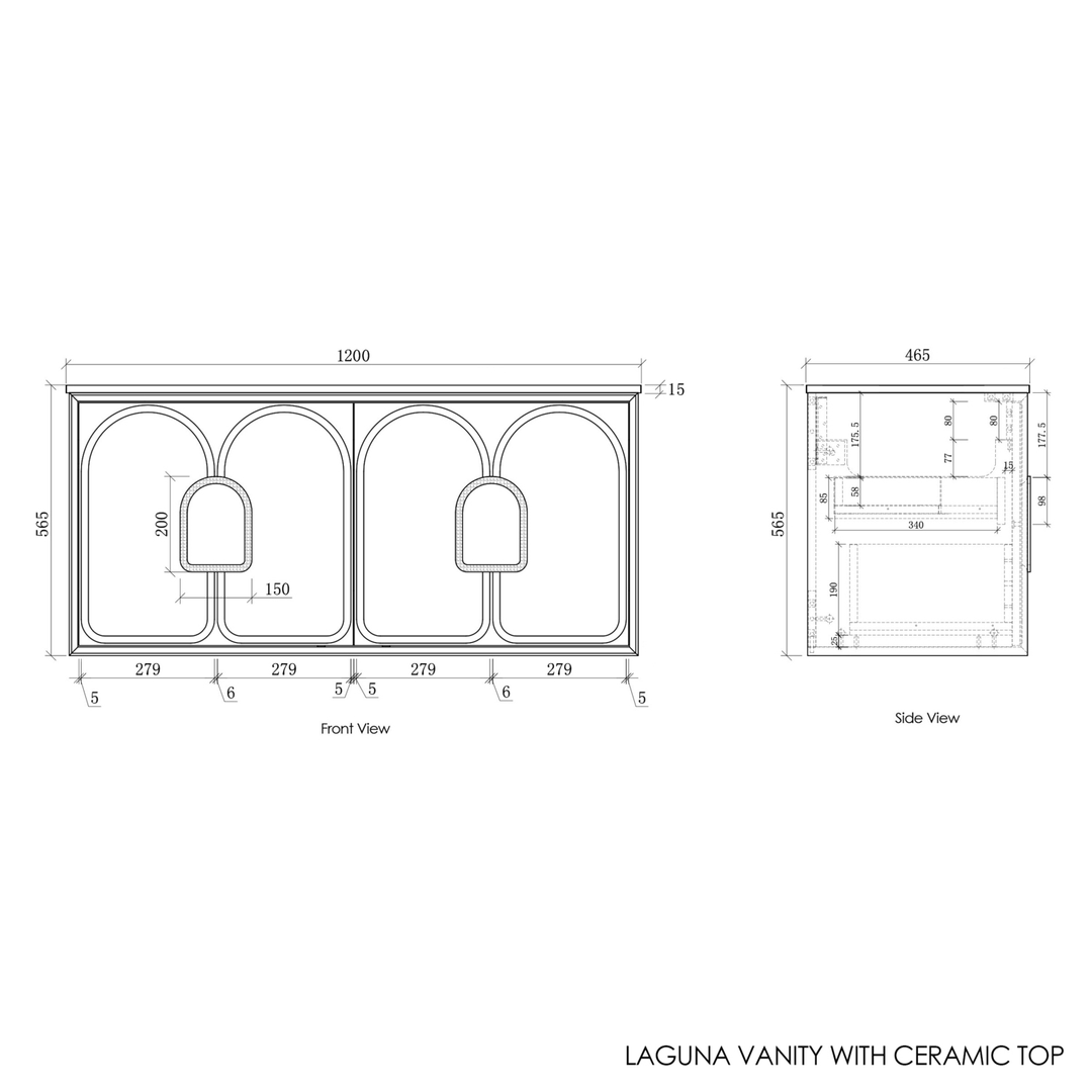Otti Laguna Mk Ii 1200 Matte White Wall Hung Vanity With Ceramic Top