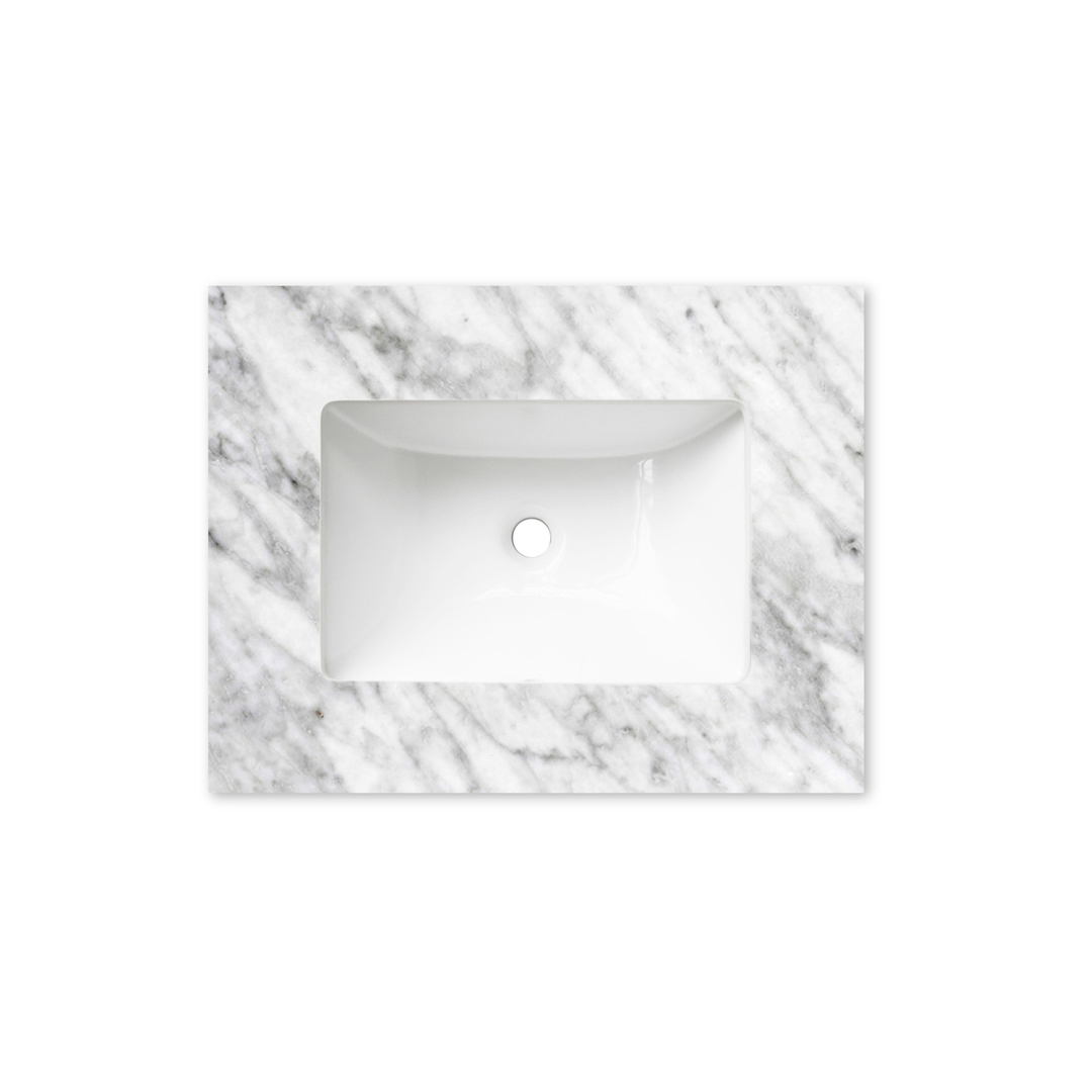 Otti Laguna Mk Ii 600 Matte White Wall Hung Vanity With U/Mount Carrara Marble Top & Basin