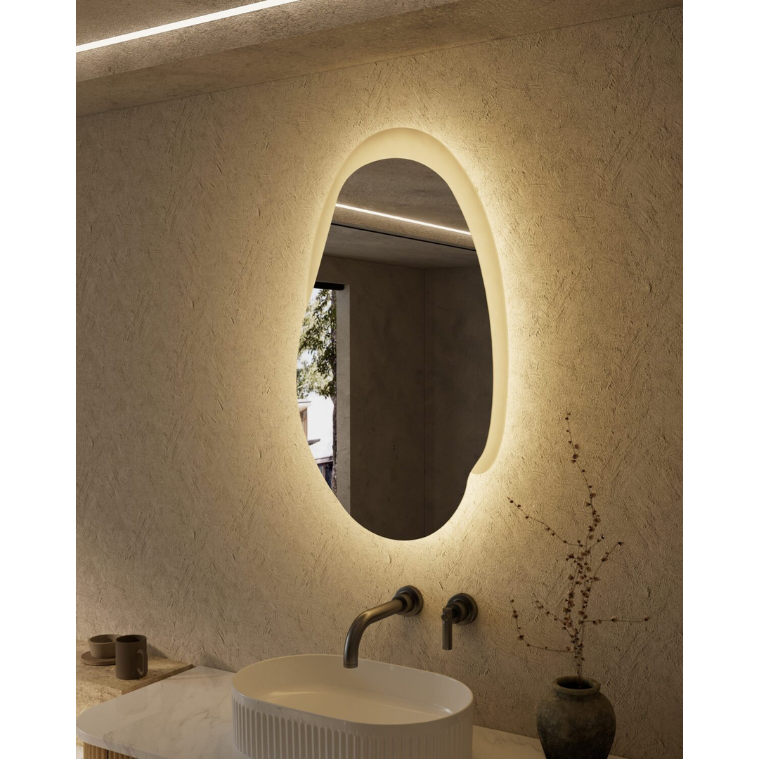 Aulic Evanston Mirror 530mm With Matte White Acrylic Edge Matte White