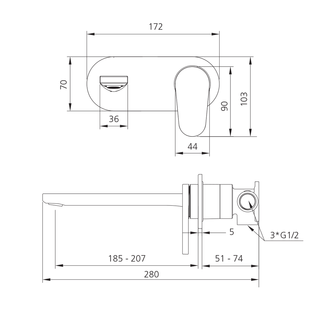 Oliveri LON099500FCR London Wall Mixer Set Chrome