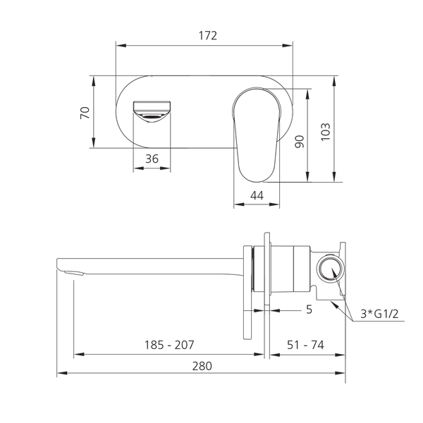 Oliveri LON099500FCR-TK London W/Mix Set Trim Chrome