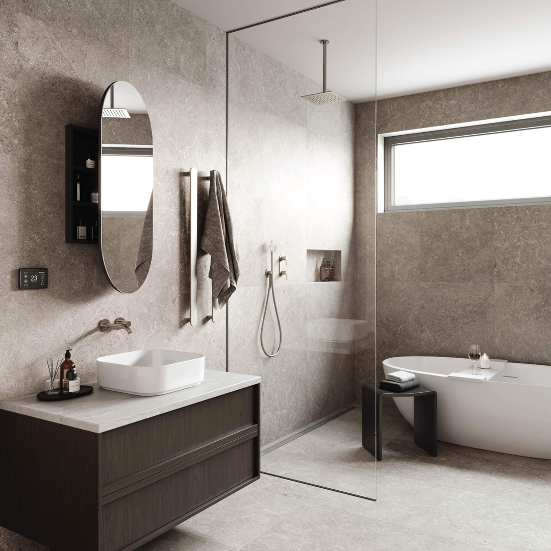 Thermogroup Lincoln Pill Mirror Cabinet Black 500Mm X 1000Mm X 150Mm