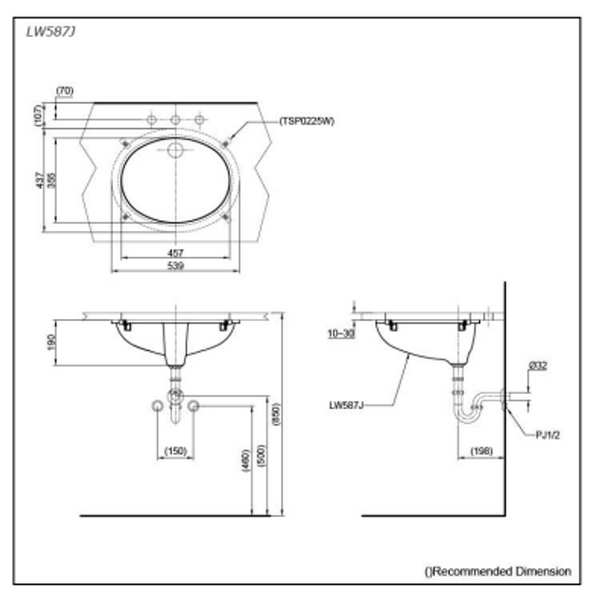 TOTO Under Counter Lavatory LW587J#W