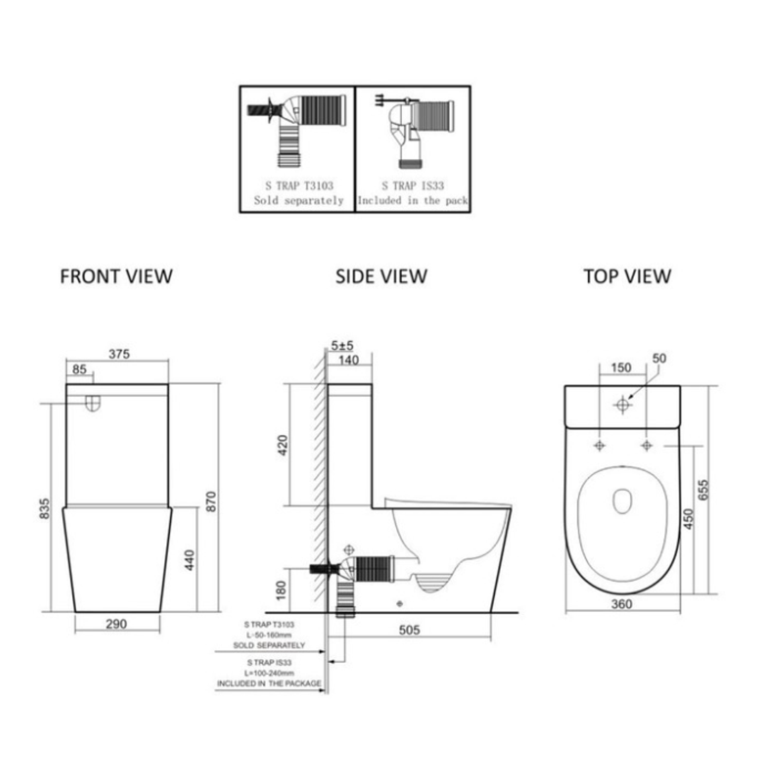 Lafeme Thea Luxury Bidet Seat With Vega Rimless Toilet