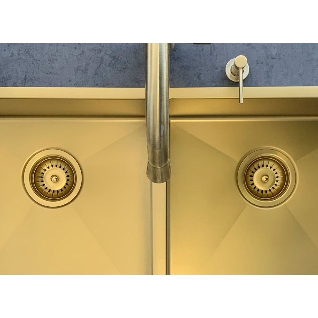 Meir Double Bowl Pvd Kitchen Sink 760mm - Brushed Bronze Gold