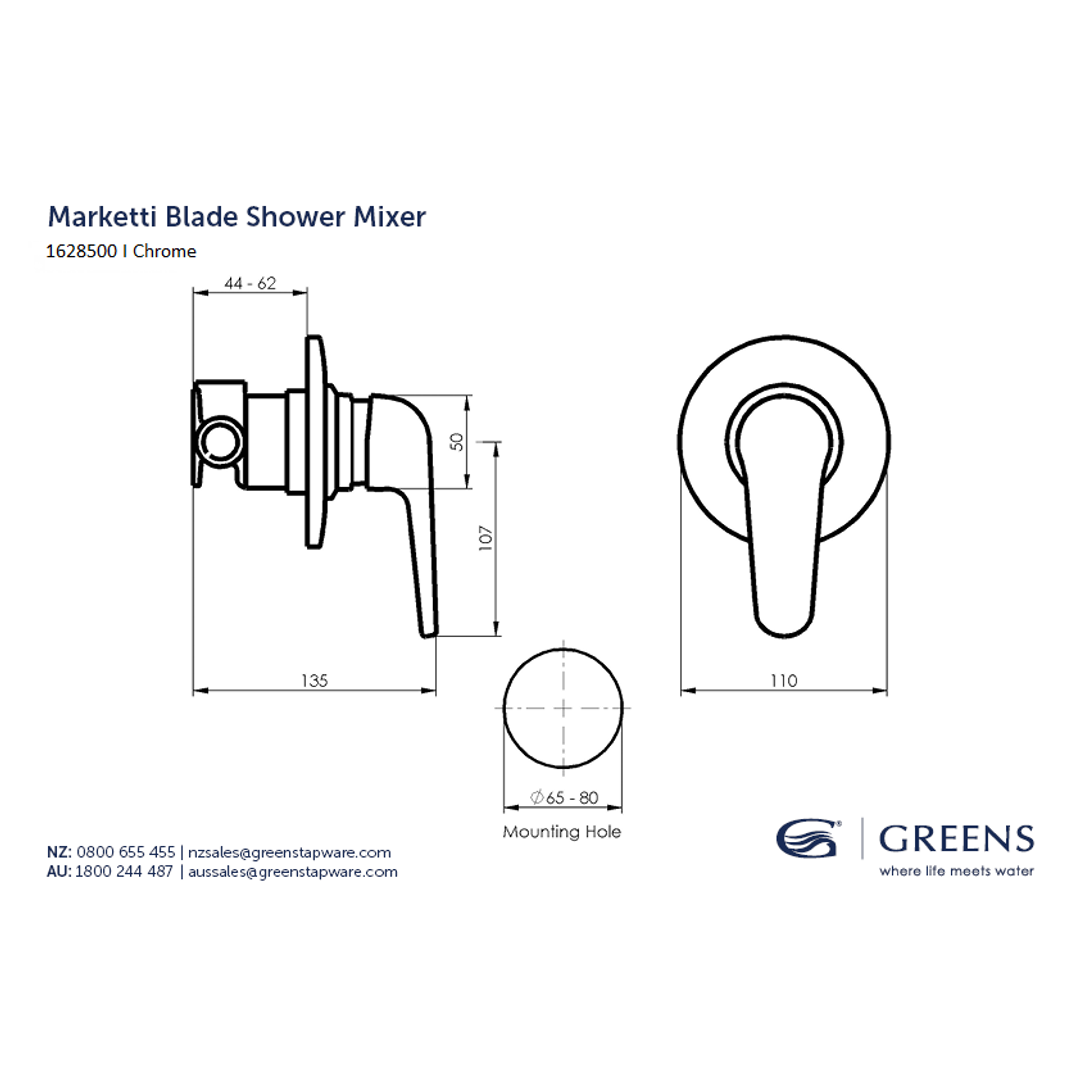 Greens Marketti Blade Shower Mixer Chrome