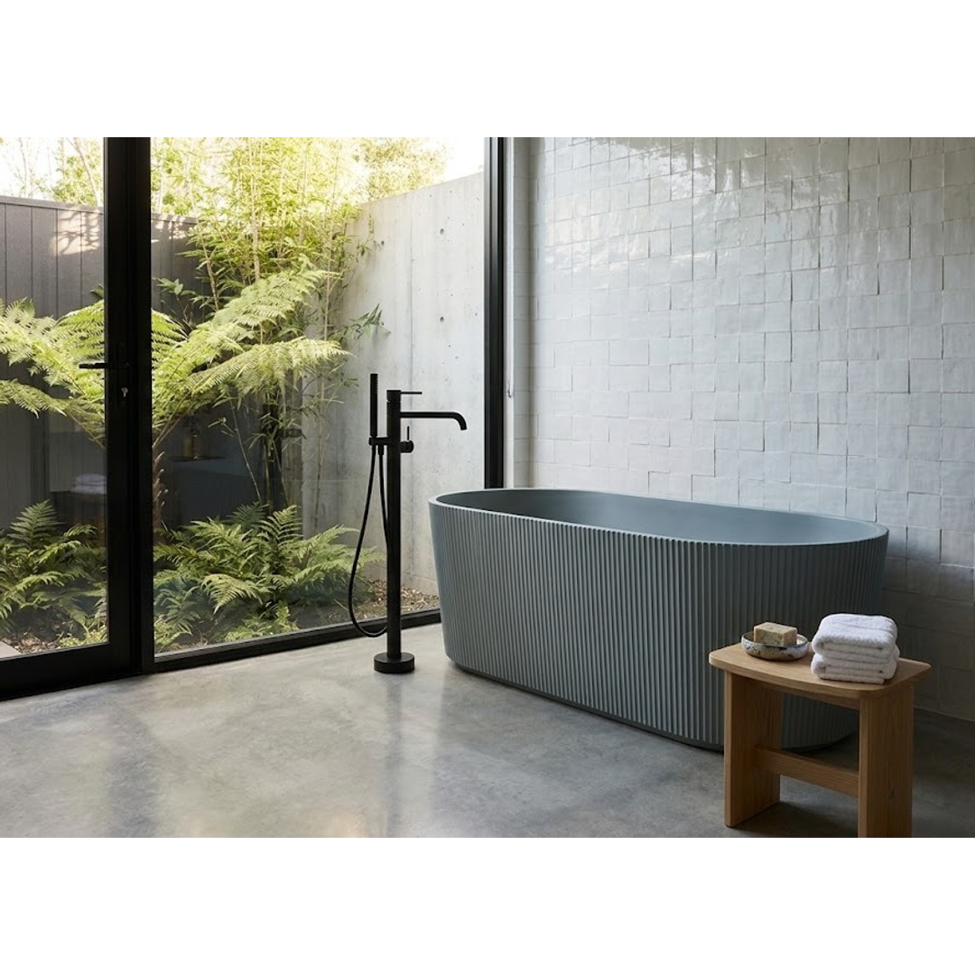 Linsol Cleo 1700Mm Freestanding Bath With Overflow Grey Blue