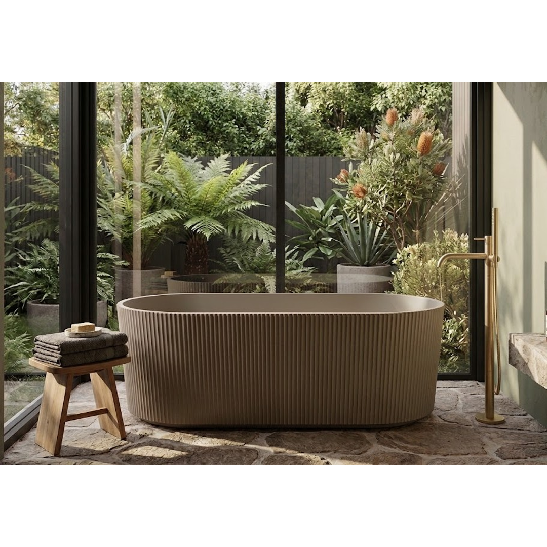 Linsol Cleo 1500Mm Freestanding Bath With Overflow Warm Grey