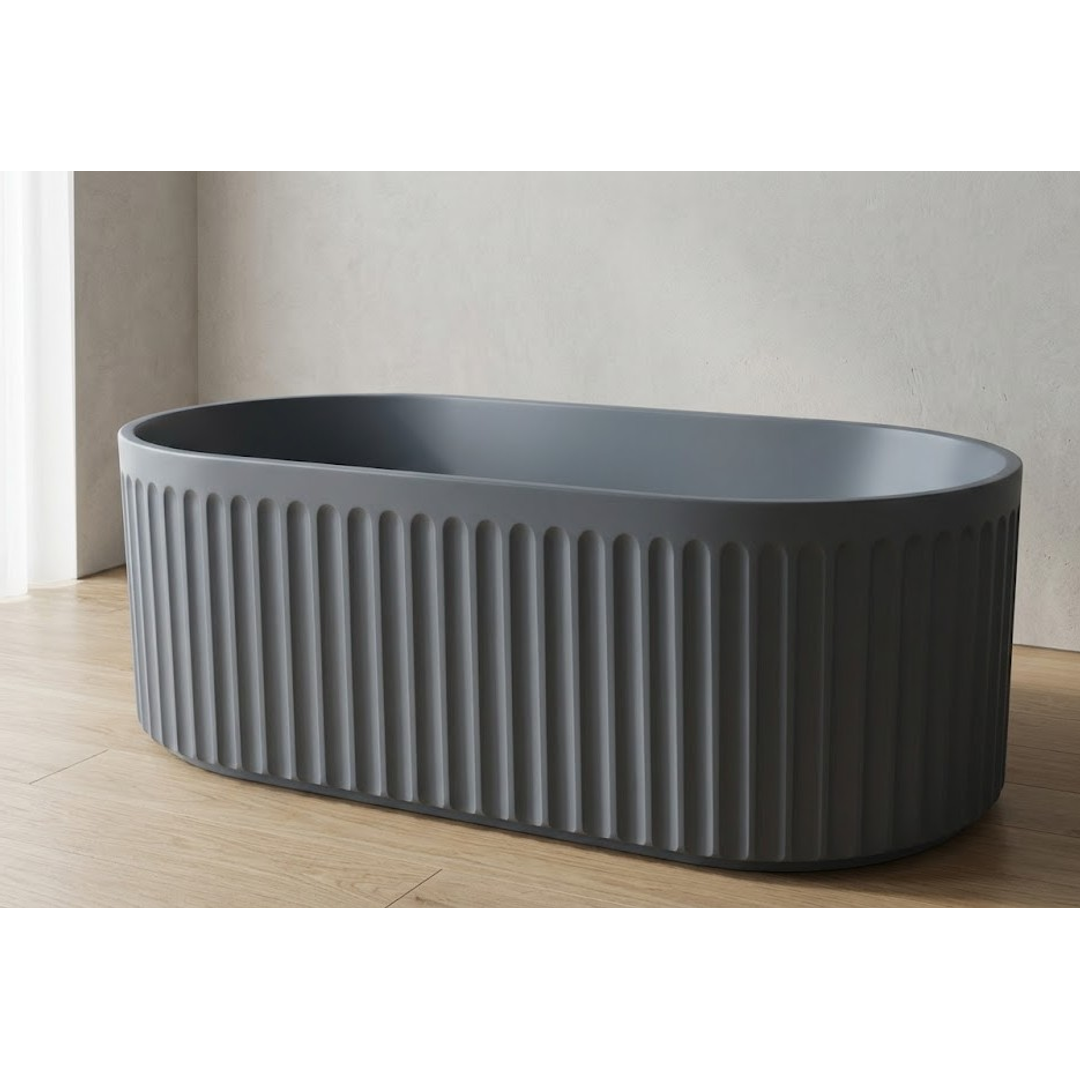 Linsol Georg 1500Mm Freestanding Bath With Overflow Grey Blue