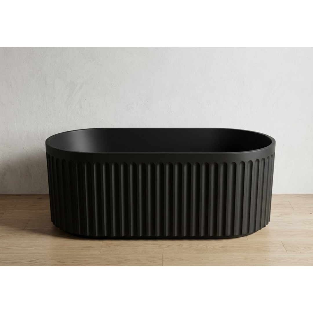 Linsol Georg 1500Mm Freestanding Bath With Overflow Matte Black