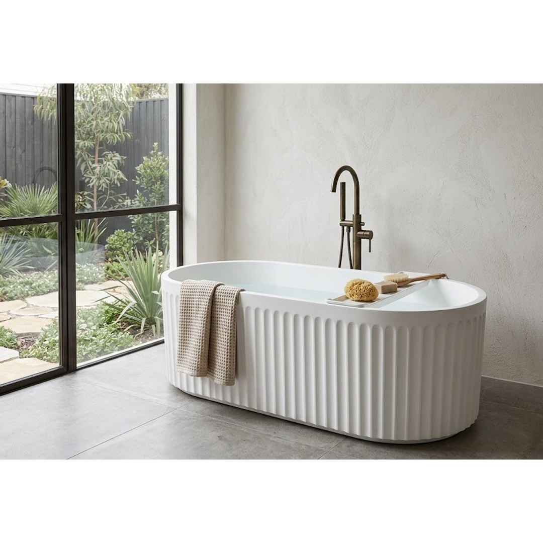 Linsol Georg 1700Mm Freestanding Bath With Overflow Matte White