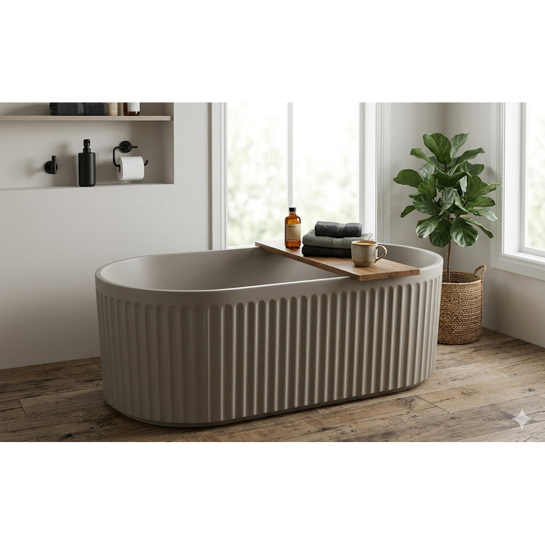 Linsol Georg 1700Mm Freestanding Bath With Overflow Warm Grey