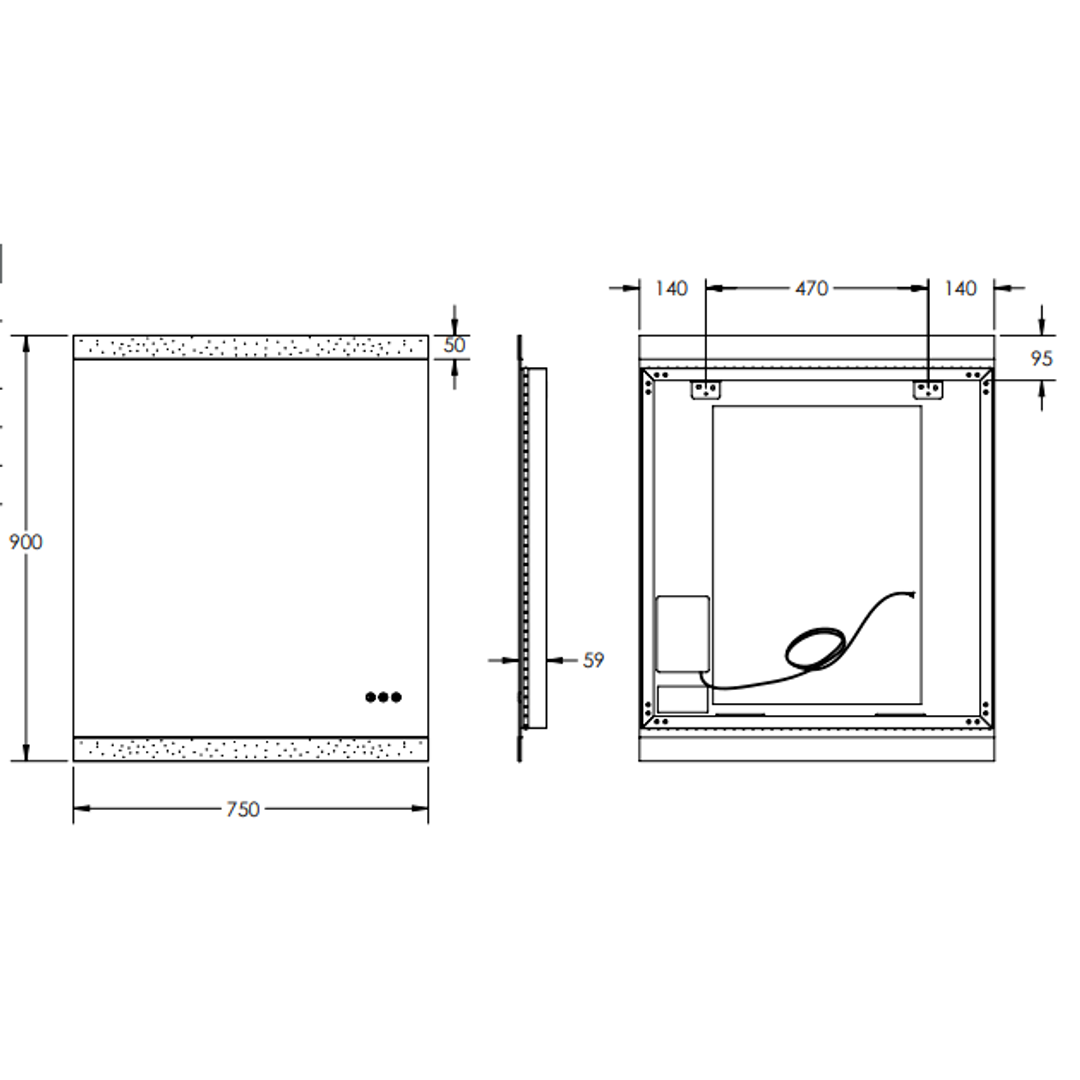 Remer Miro Premium Led Mirror With Bluetooth Speaker - 750W X 900H X 61D