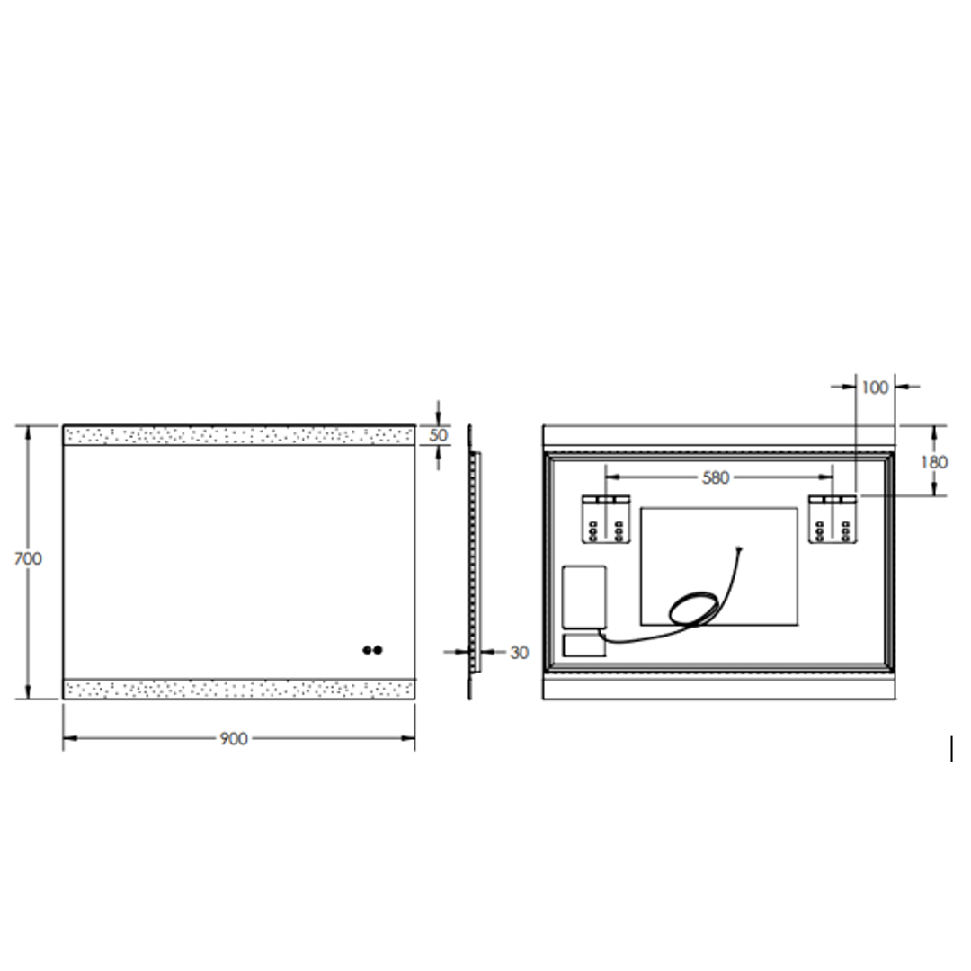 Remer Miro Led Mirror With Demister - 900W X 700H X 30D
