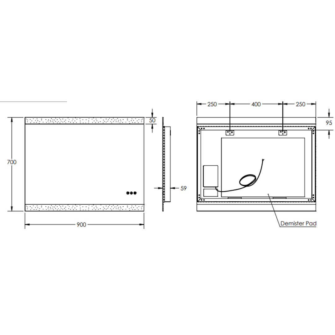 Remer Miro Premium Led Mirror With Bluetooth Speakers - 900W X 700H X 61D