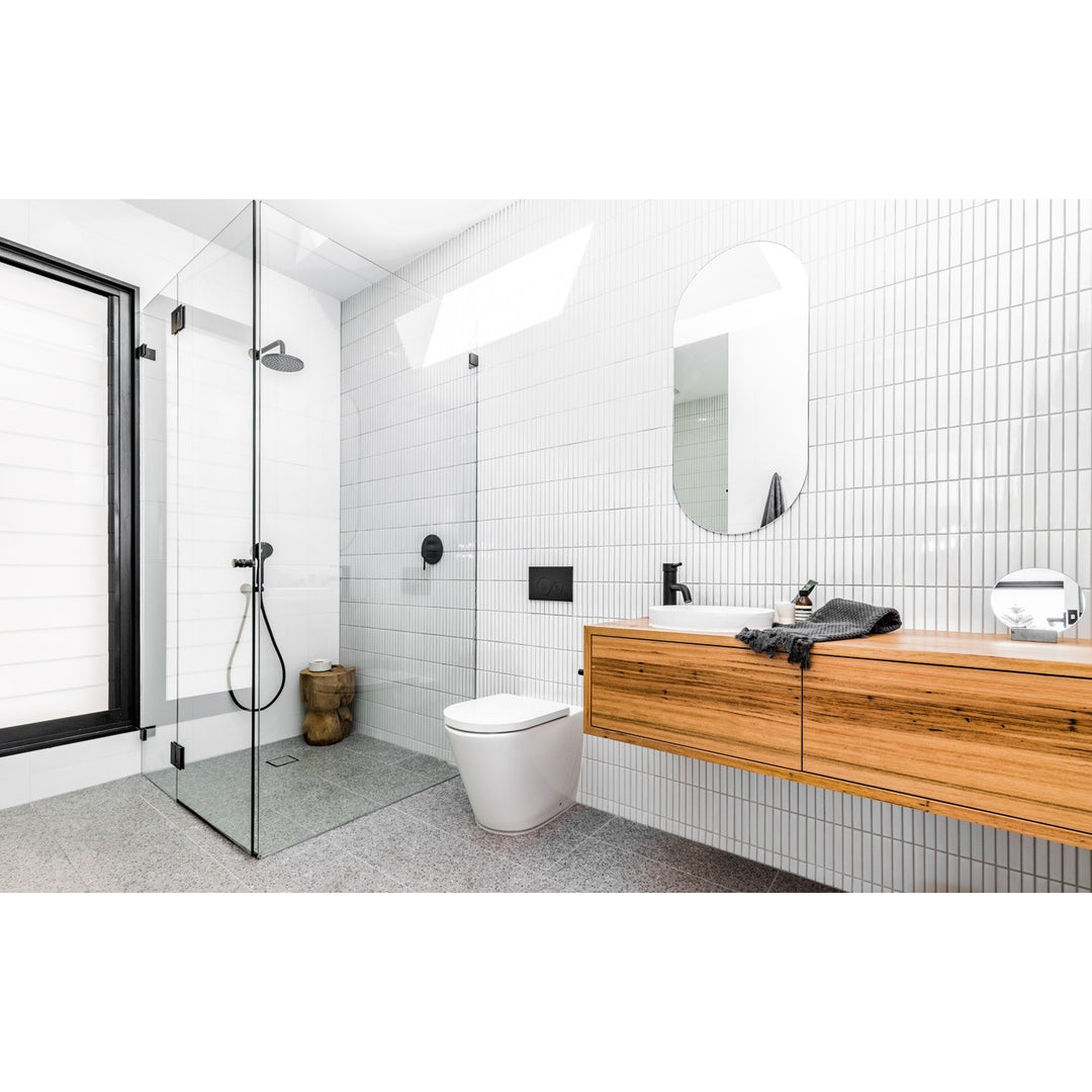 Meir Round Wall Shower Curved Arm 400Mm Matte Black