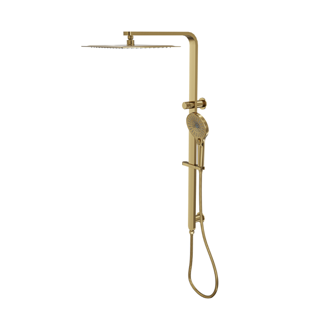 Linsol Mason Shower Combo With Multifunction Hand Piece & 300Mm Square Head Brushed Brass