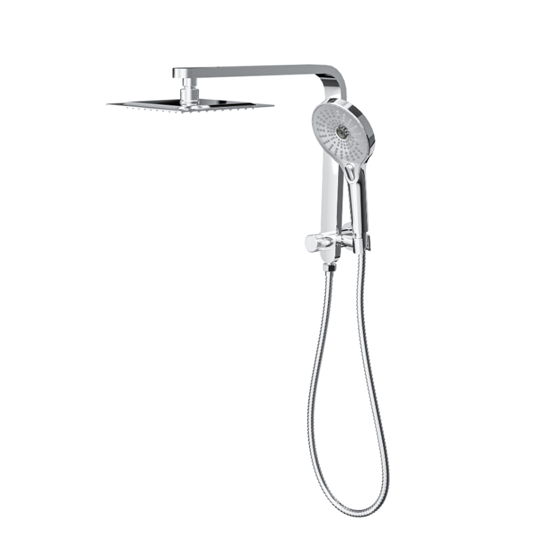 Linsol Mason Short Shower Combo With Multifunction Hand Piece & 200Mm Square Head Chrome