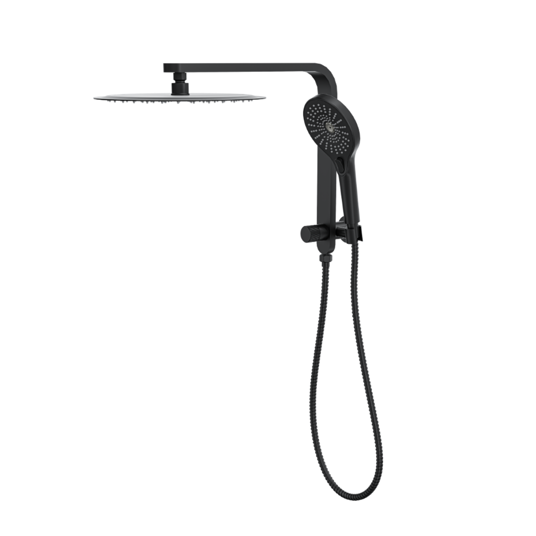 Linsol Mason Short Shower Combo With Multifunction Hand Piece & 300Mm Round Head Matte Black