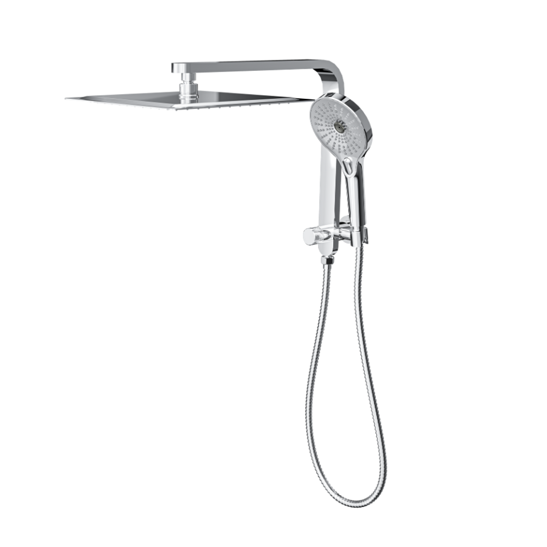 Linsol Mason Short Shower Combo With Multifunction Hand Piece & 300Mm Square Head Chrome
