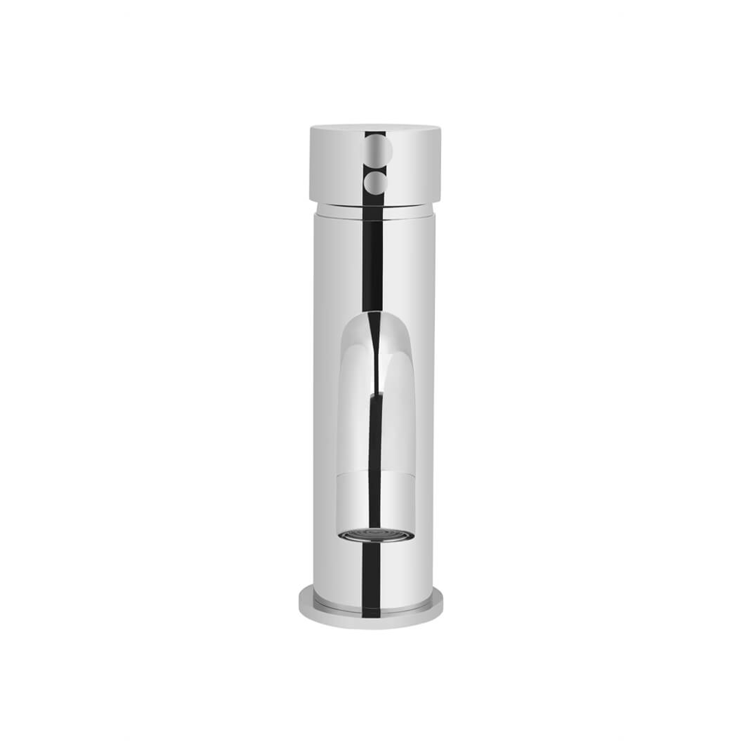 Meir Round Chrome Basin Mixer With Curved Spout