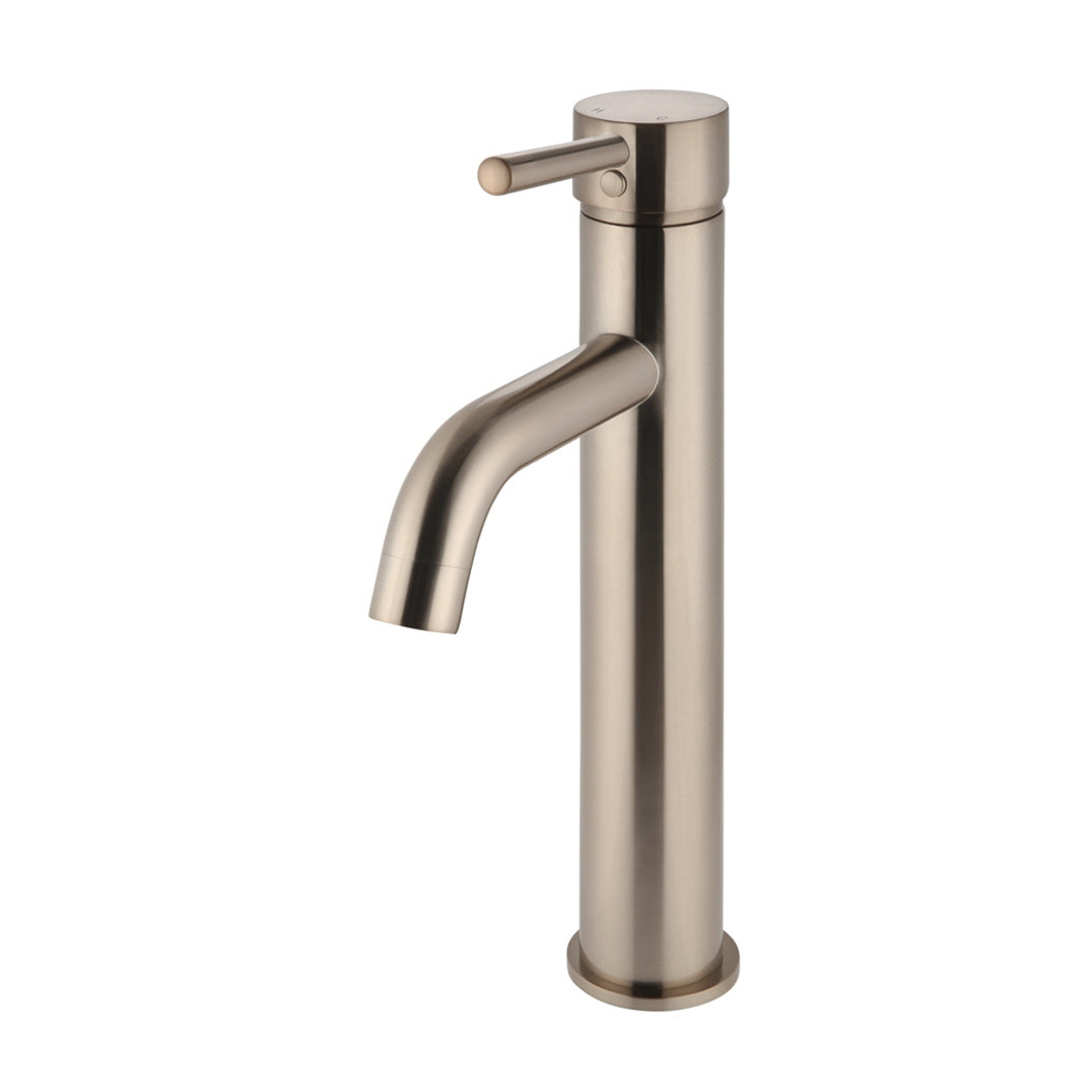 Meir Round Tall Curved Basin Mixer Champagne