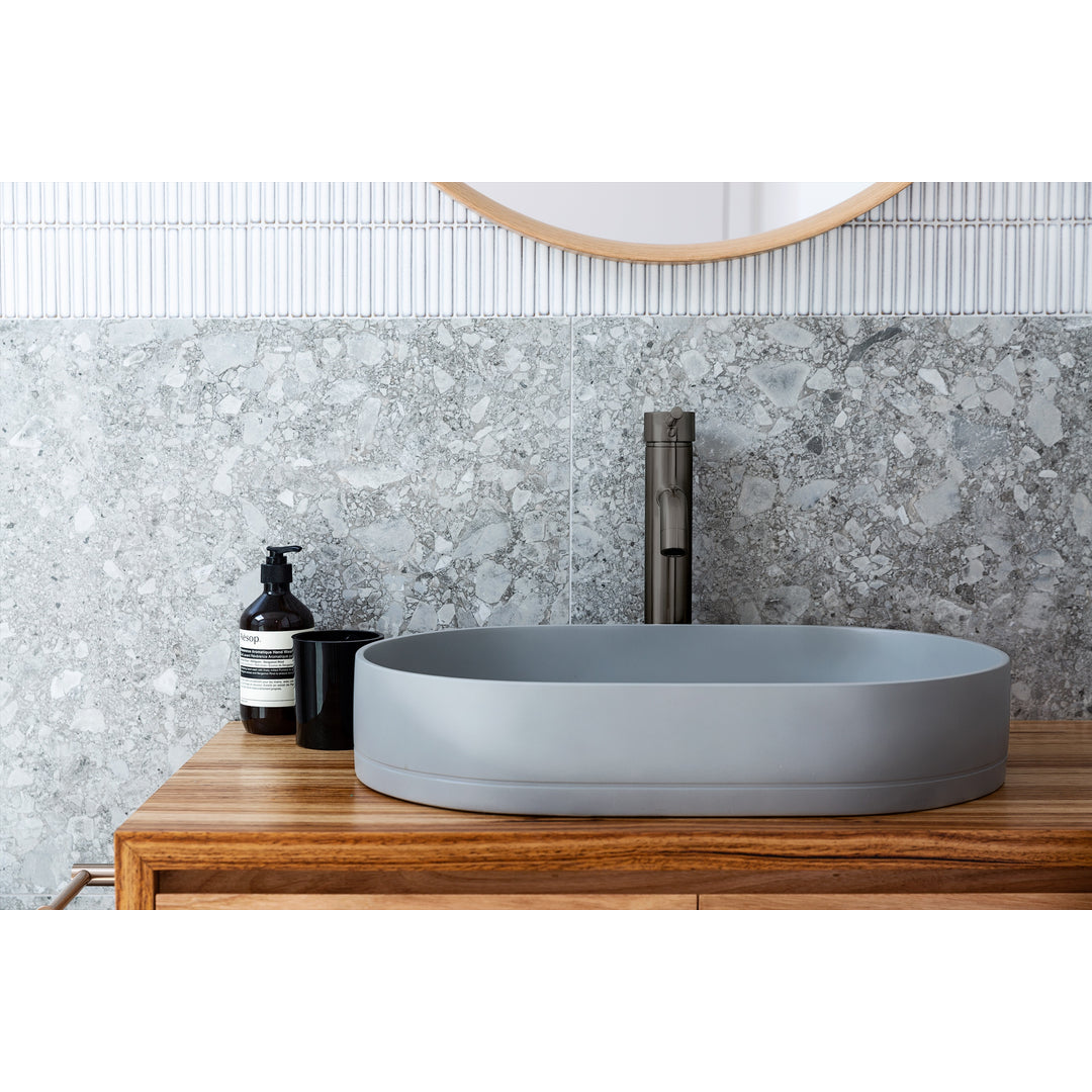 Meir Round Tall Curved Basin Mixer Shadow