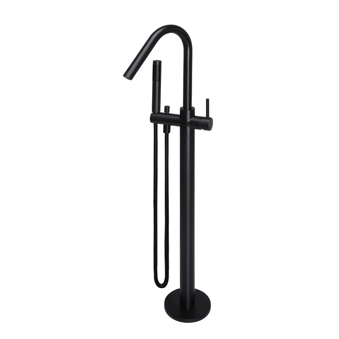 Meir Freestanding Round Bath Mixer With Hand Spray - Black
