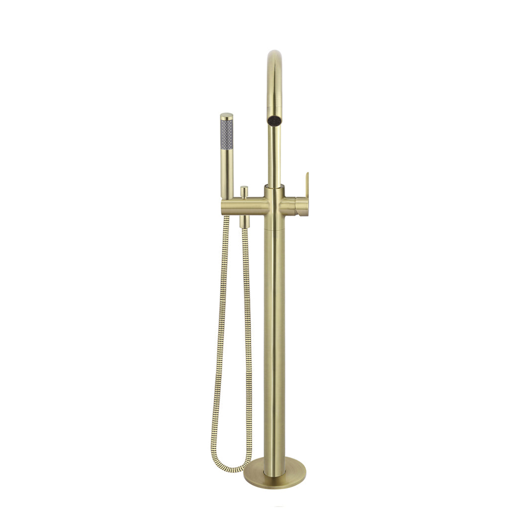 Meir Round Paddle Freestanding Bath Spout And Hand Shower Tiger Bronze