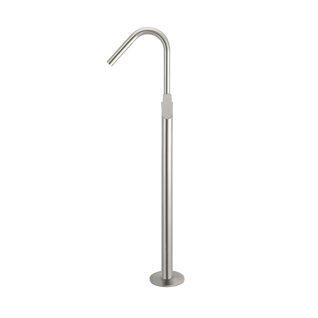 Meir Round Paddle Freestanding Bath Spout And Hand Shower Brushed Nickel