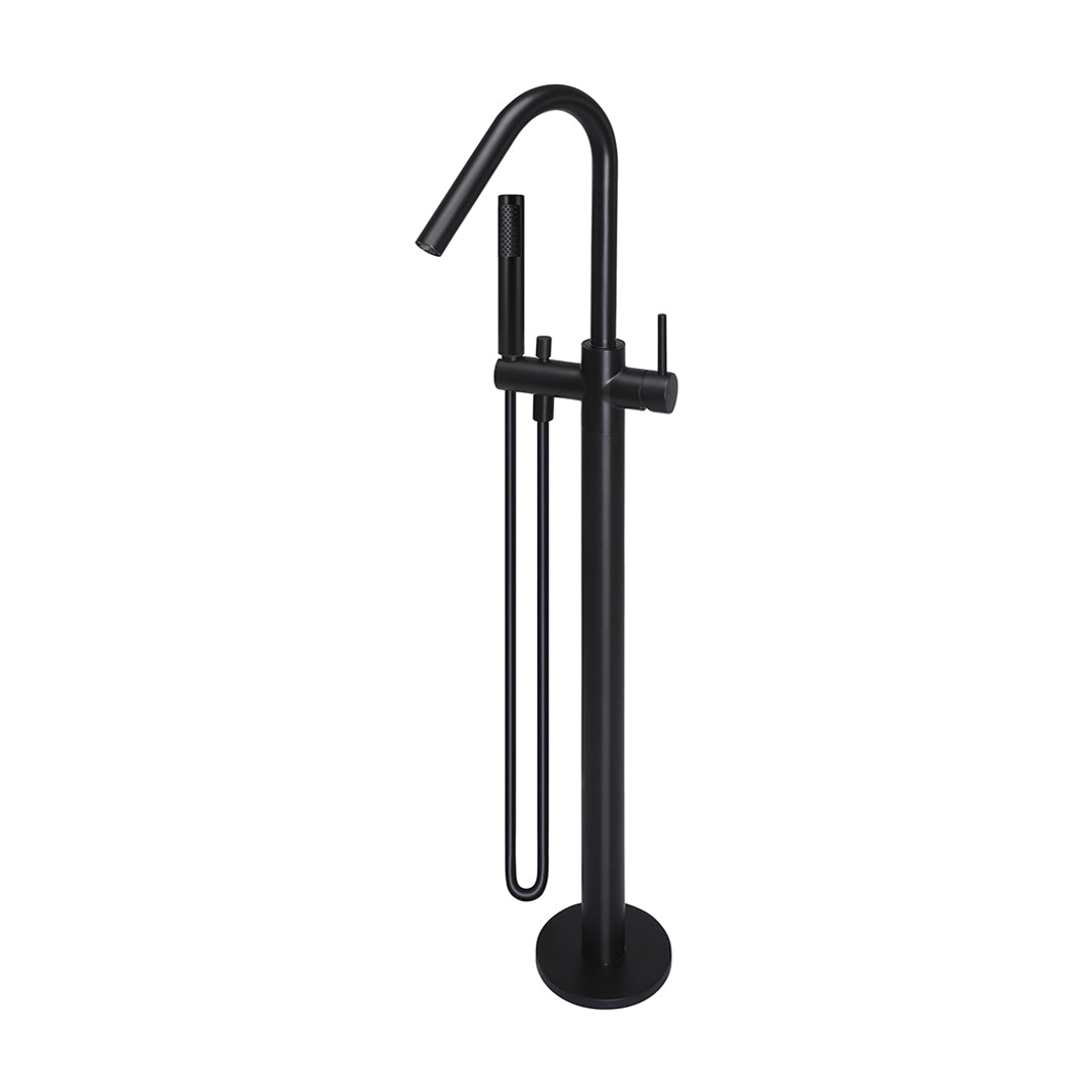 Meir Round Paddle Freestanding Bath Spout And Hand Shower Matte Black
