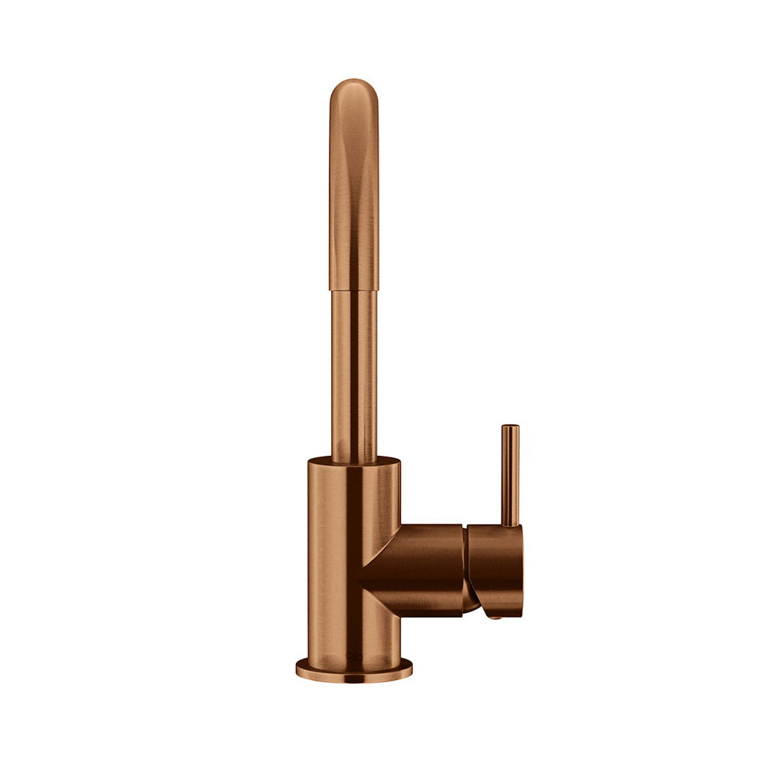 Meir Round Gooseneck Basin Mixer With Cold Start Lustre Bronze