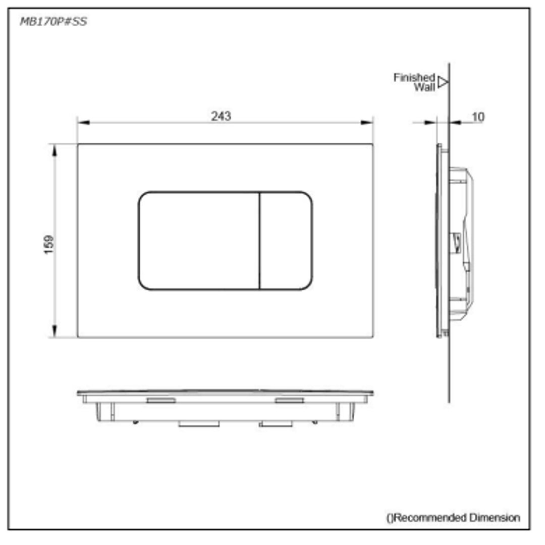TOTO Flush Panel ABS Matte Silver MB170P#SS