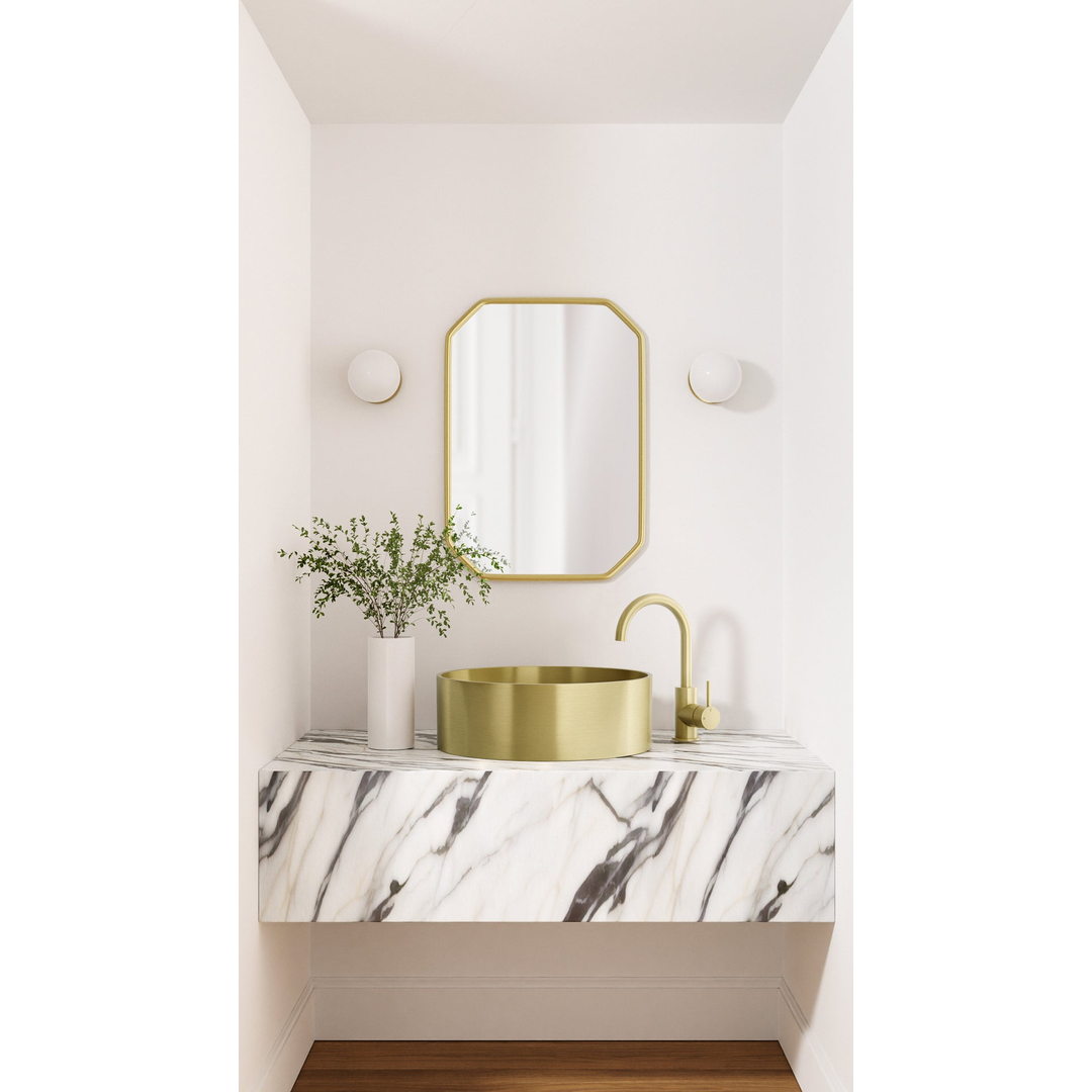 Meir Round Gooseneck Basin Mixer With Cold Start Tiger Bronze