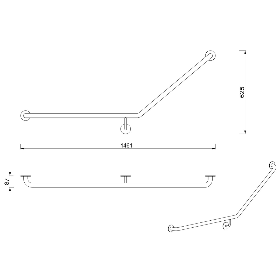 Meir Care Range 40 Degree Left Side Grab Rail Champagne Mcr-40Lh70-Ch