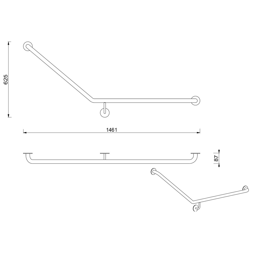 Meir Care Range 40 Degree Right Side Grab Rail Champagne Mcr-40Rh70-Ch