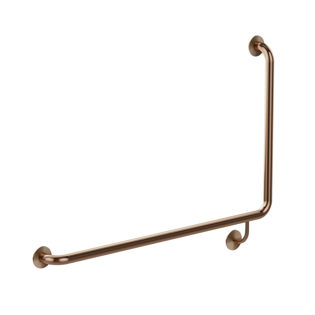 Meir Care Range 90 Degree Left Side Grab Rail 600Mm Lustre Bronze Mcr-90Lh60-Pvdbz