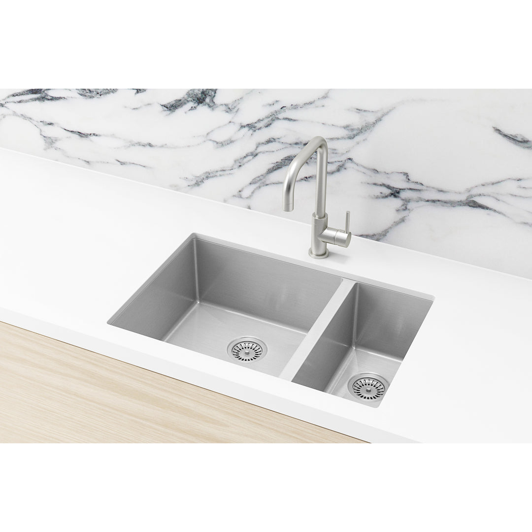 Meir Kitchen Sink Double Bowl 670mm X 440mm - Brushed Nickel
