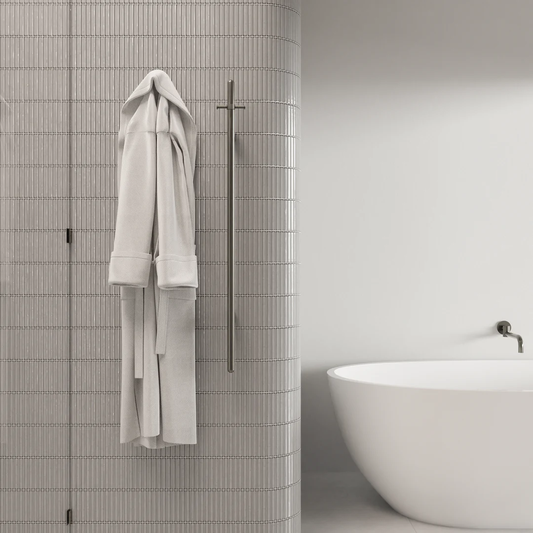 Meir Heated Vertical Towel Rail Brushed Nickel