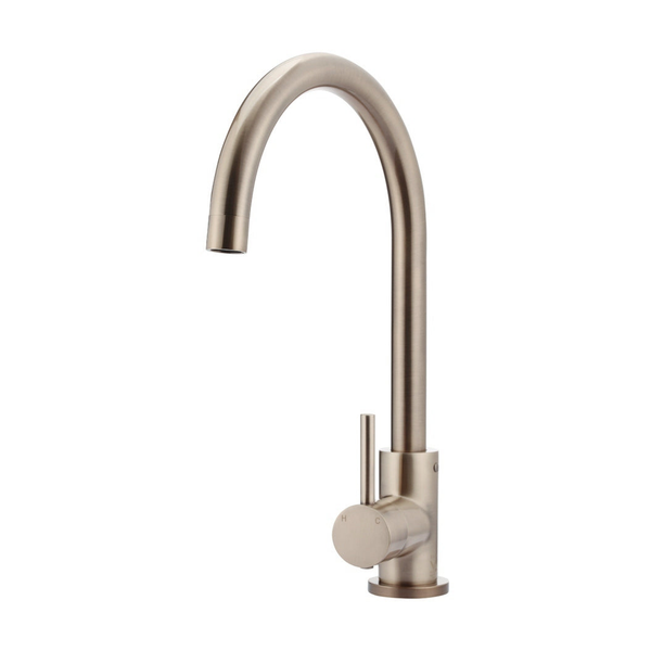 Meir Round Gooseneck Kitchen Mixer Tap Champagne
