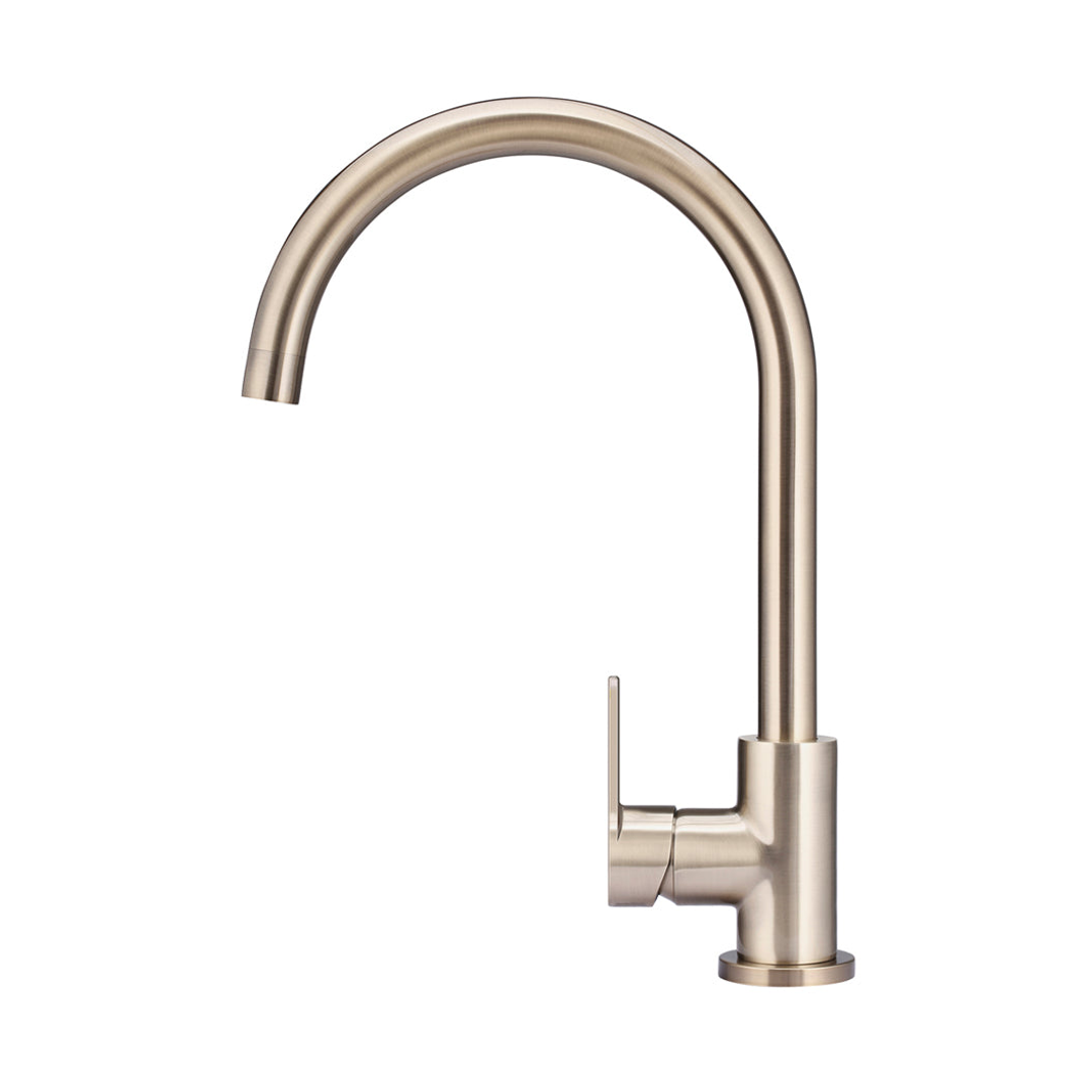 Meir Round Paddle Gooseneck Kitchen Mixer Tap Champagne