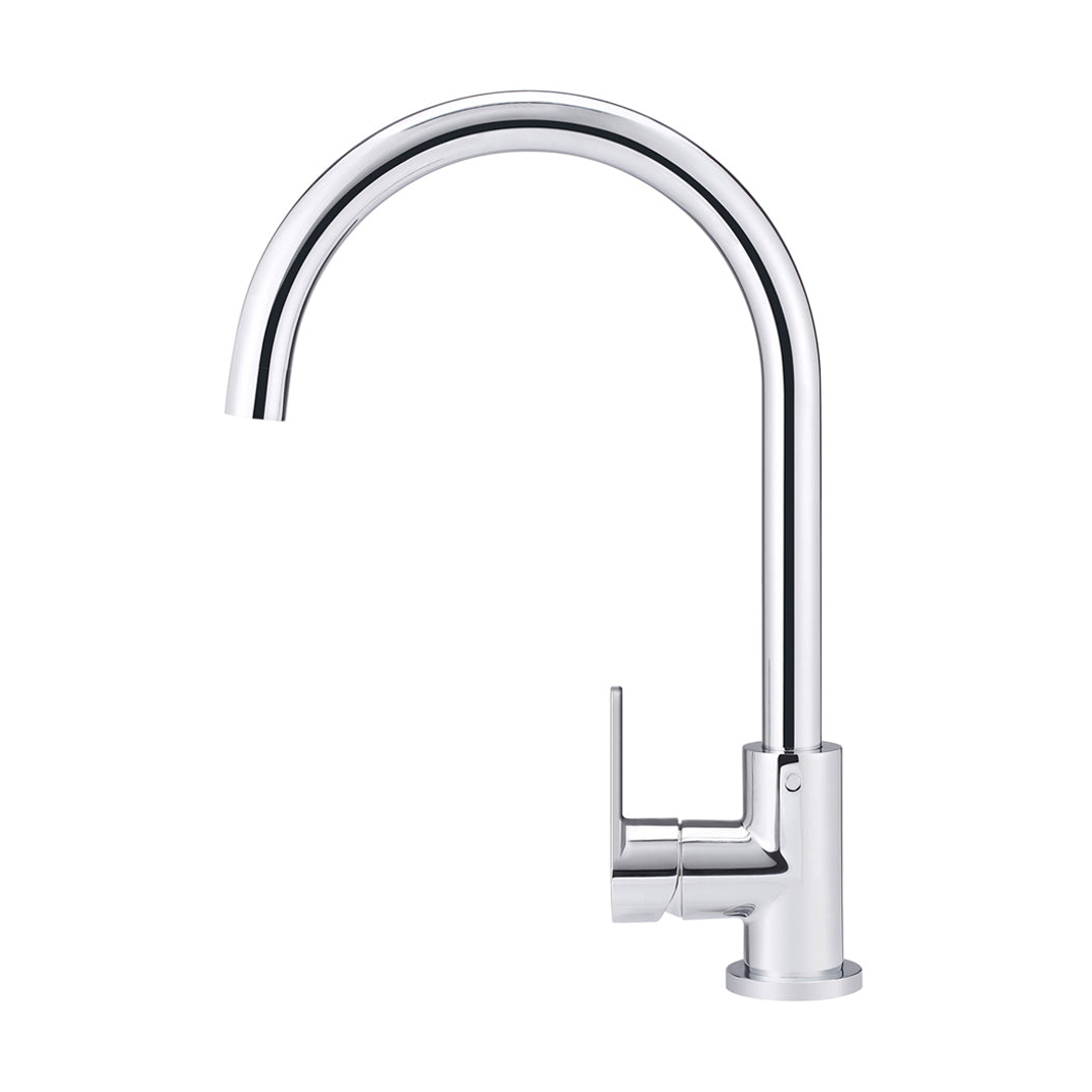 Meir Round Paddle Gooseneck Kitchen Mixer Tap Polished Chrome