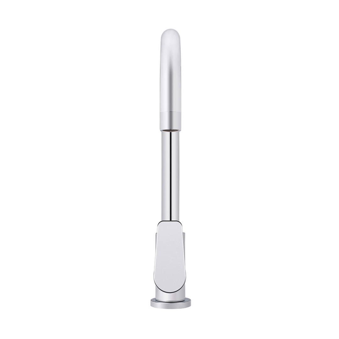 Meir Round Paddle Gooseneck Kitchen Mixer Tap Polished Chrome