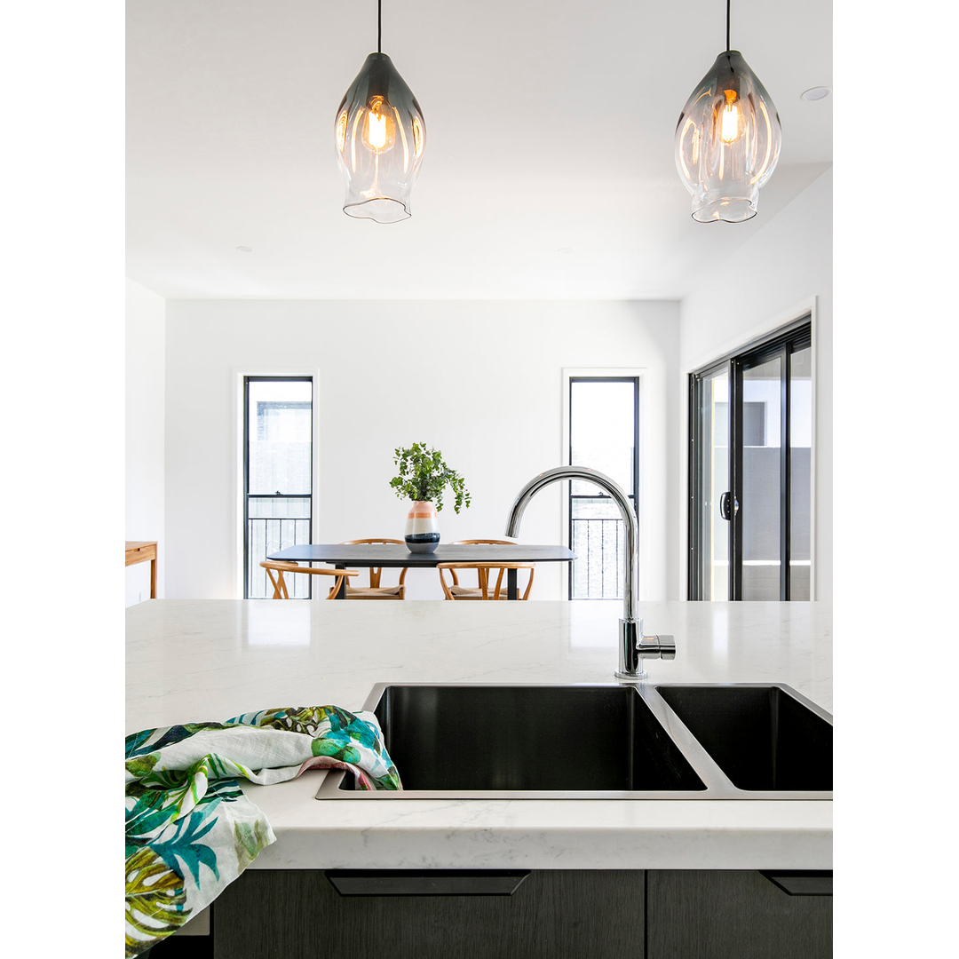 Meir Round Pinless Gooseneck Kitchen Mixer Tap Polished Chrome