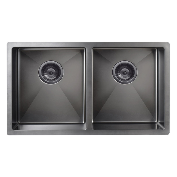Meir Double Bowl Pvd Kitchen Sink 760mm - Brushed Gun Metal